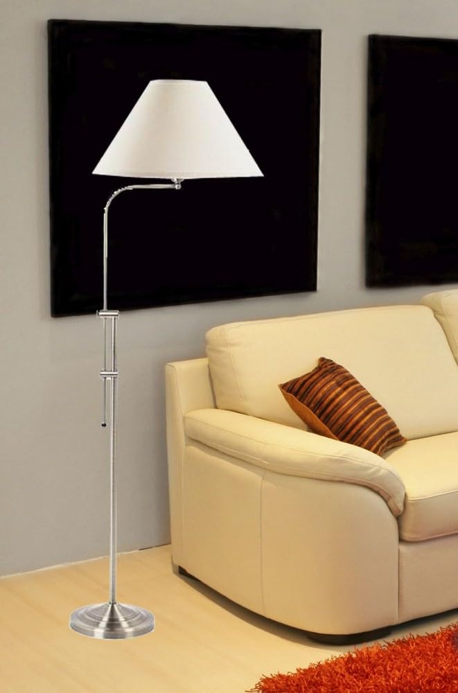 Cal Lighting BO-216-BS Traditional Floor Lamp, Brushed Steel, 27.4x12.5x4.9, Metal Construction