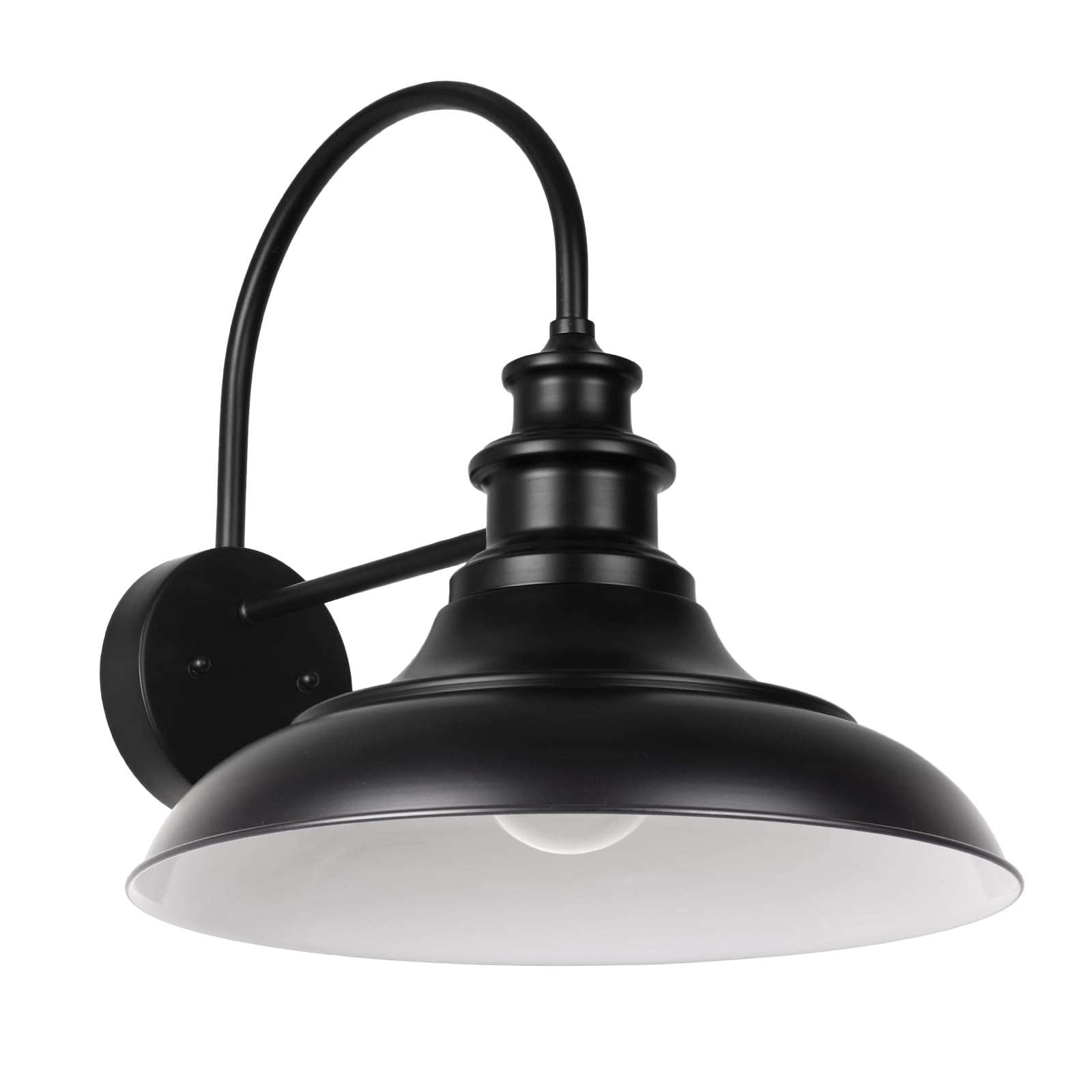 Outdoor Barn Light Fixture, 12.3 Inch Large Dome Farmhouse Exterior Wall Mount Light, Gooseneck Wall Sconce Indoor Wall Lighting
