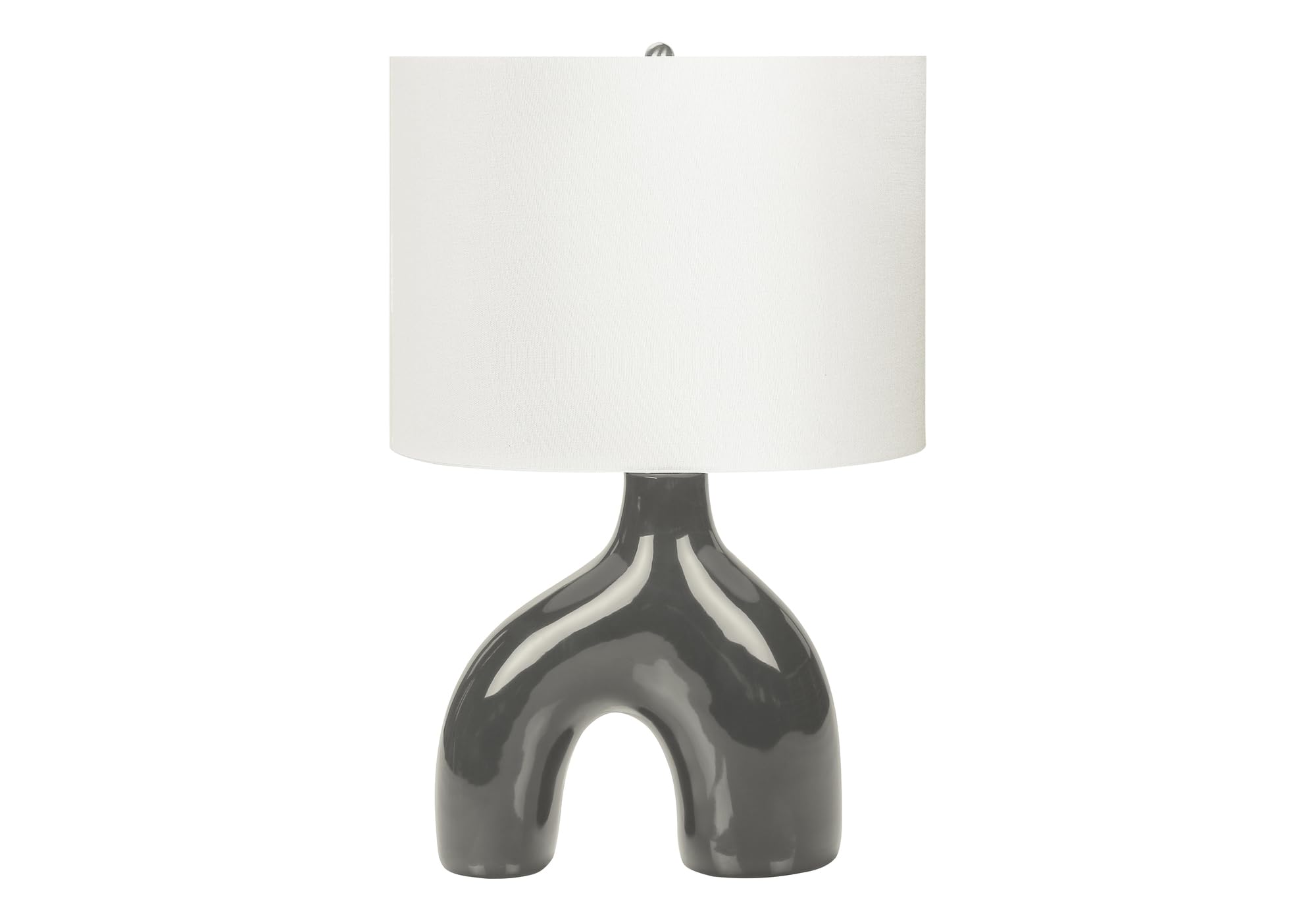 Monarch Specialties I 9660 Table Lamp, 25in H, Dark Grey Ceramic, Ivory Shade, Contemporary Design