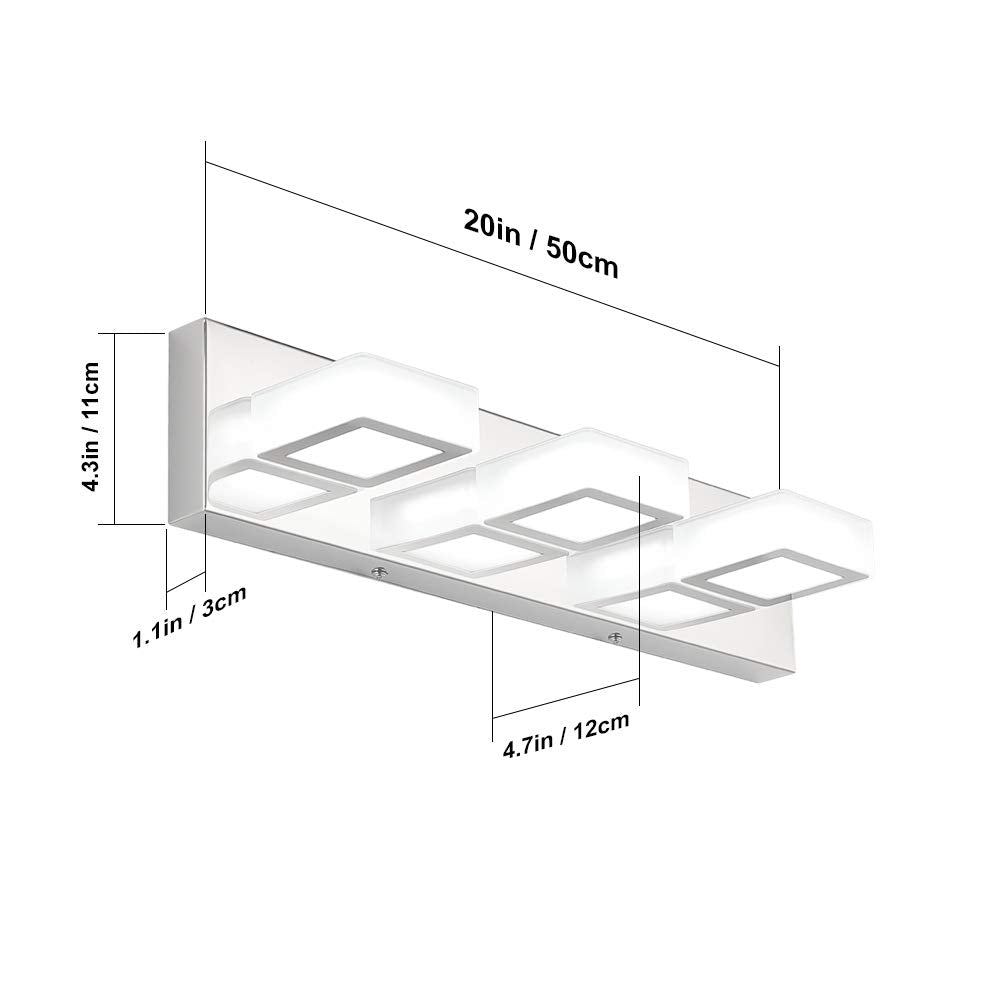 Ralbay LED Vanity Light Fixture, 3-Light, Stainless Steel, Chrome-Cool White, Model Ralbay, Ideal for Bathroom Lighting
