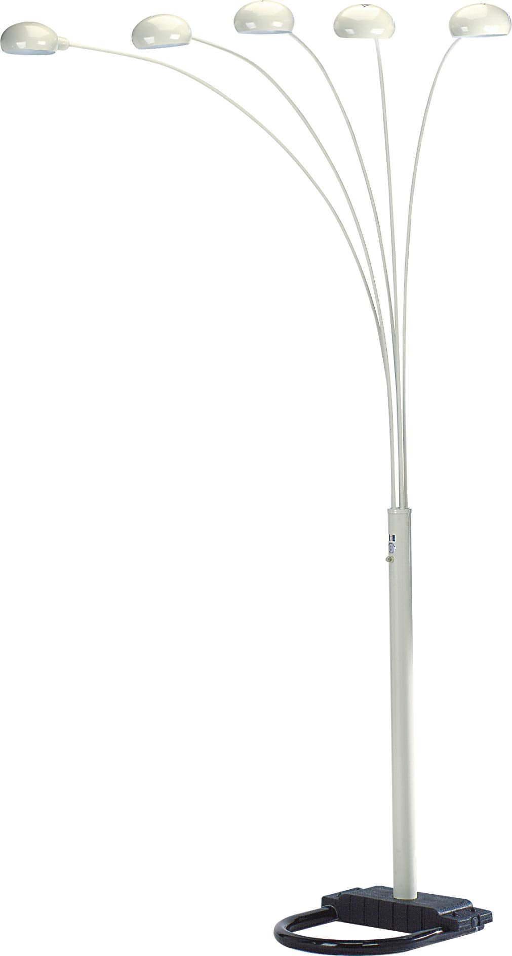 Sh Lighting 5 Adjustable Arm Arching Floor Lamp - Features A Dimmer Switch For Perfect Light Settings - 84" Tall Great For Living Rooms, Bedrooms, Or Arching Over Couches (White)