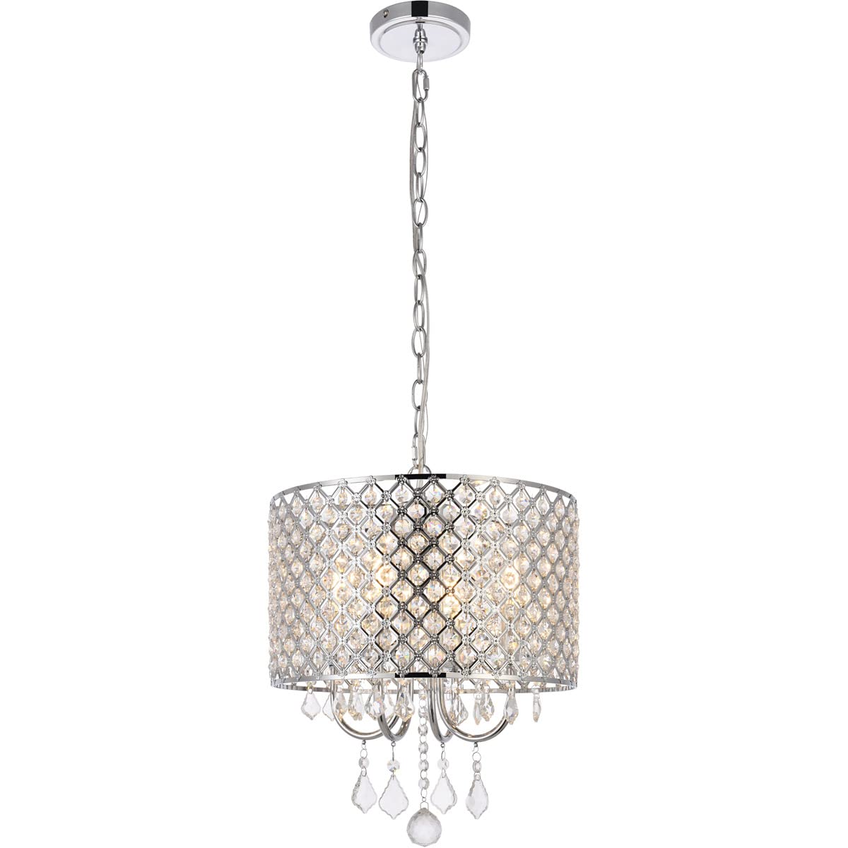 Living District Elise 4-Light Transitional Metal Pendant in Chrome Finish