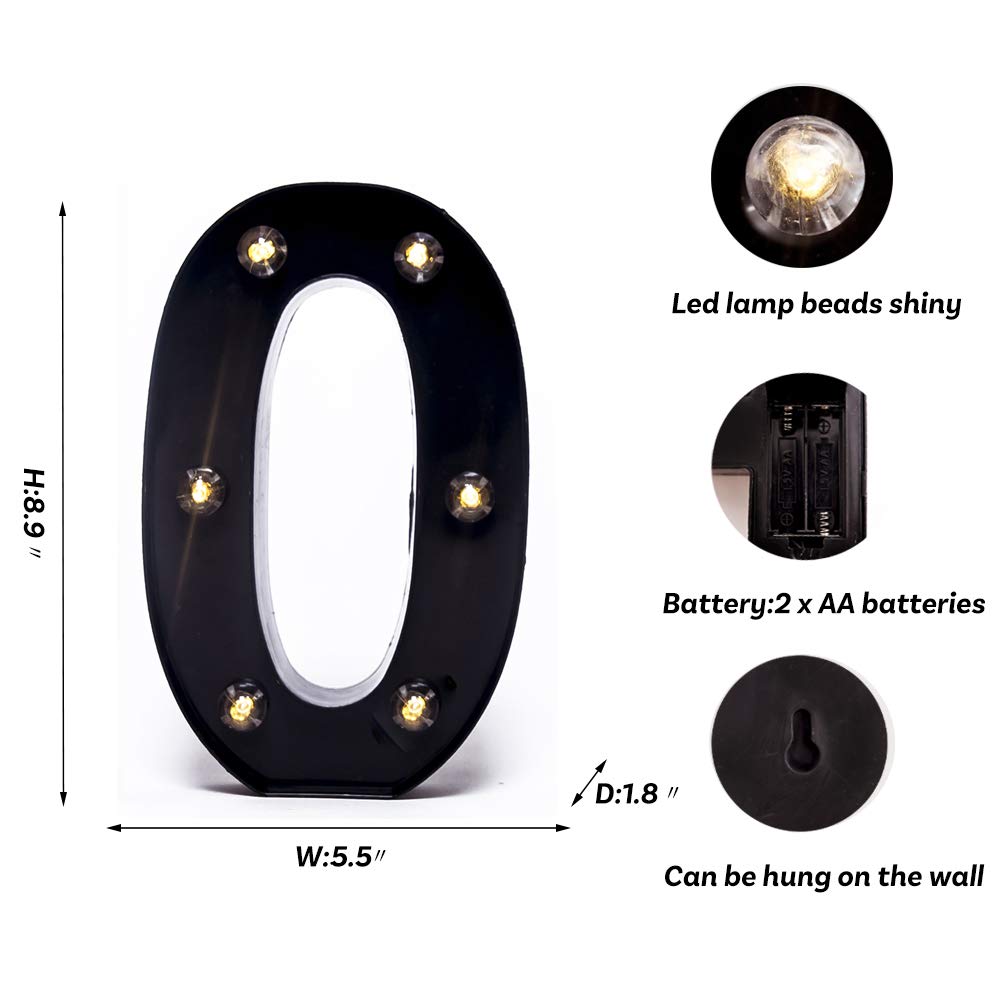 Foaky Black Light Up Numbers,Black And Gold Party Decorations,Marquee Numbers,Black Room Decor,Black And Gold Party Decorations Night Light Wedding Birthday Party Lamp Home Bar Decoration