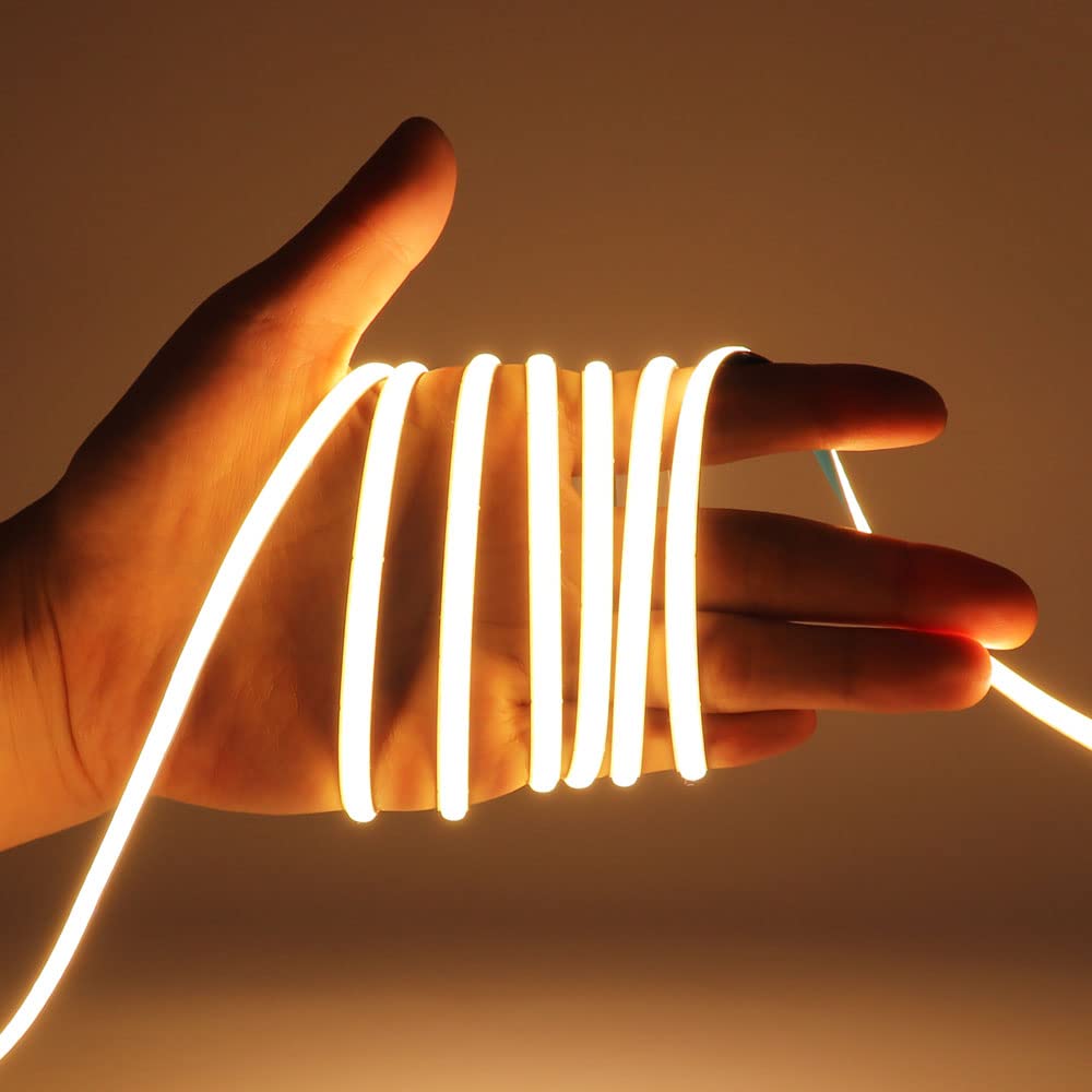 MALIIGAZA 12V COB LED Strip Lights, 16.4ft Ultra Narrow 5mm 3000K LED Tape with 3840 LEDs, CRI90 Dotless Dimmable Flexible Cutta