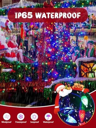 C6 Solar Christmas Lights Outdoor  50 Led 23Ft Christmas Decorations Outdoor Waterproof  Solar String Lights For Outside With 8 Modes  Fairy Twinkle Light For Tree Party Garden Xmas Decor (Multicolor)