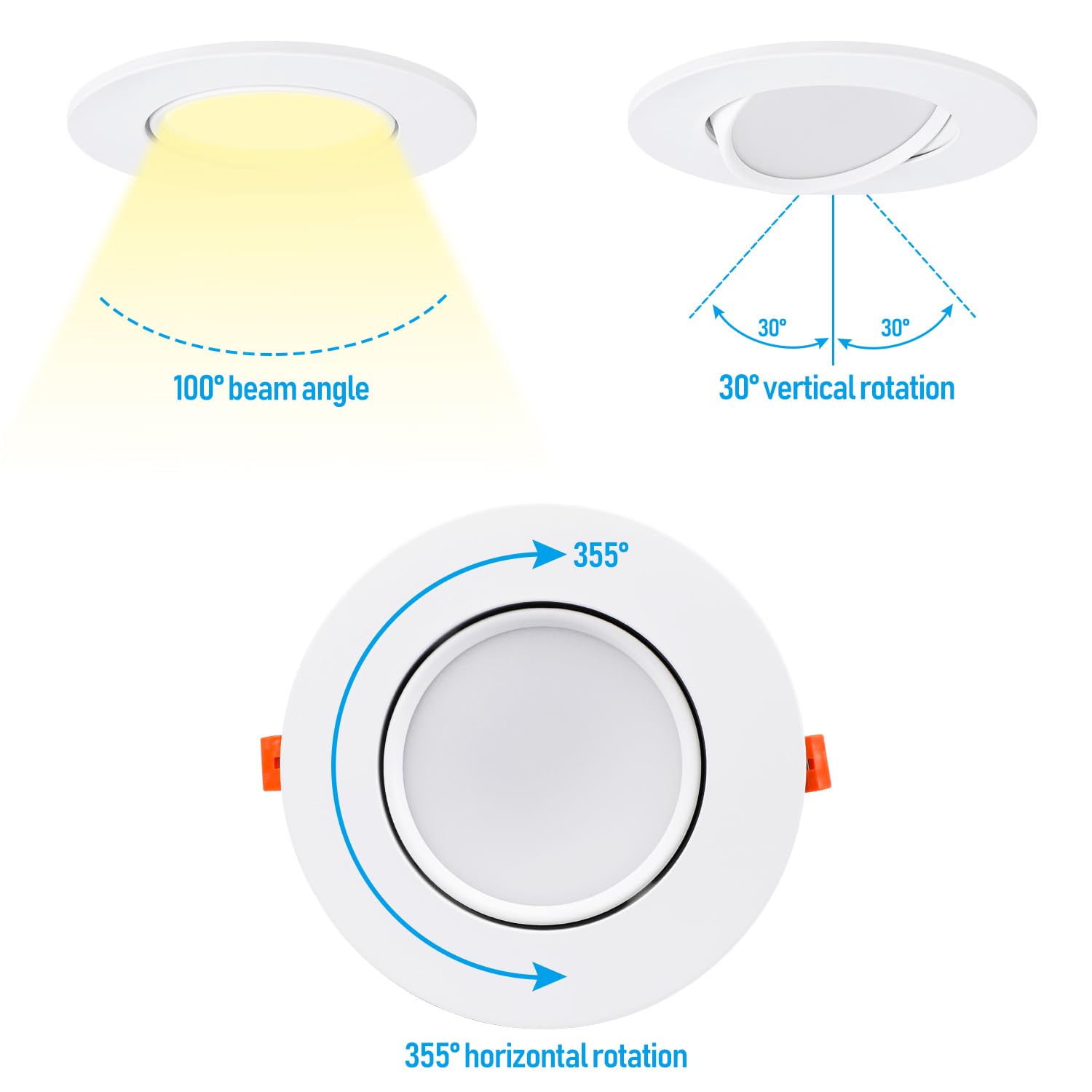 Torchstar 6 Inch Gimbal Led Recessed Lighting With Junction Box, 13.5W Ic Rated Air Tight Directional Swivel Downlight, Cri90+ Dimmable Canless Led Recessed Light, 4000K, Etl, Pack Of 4