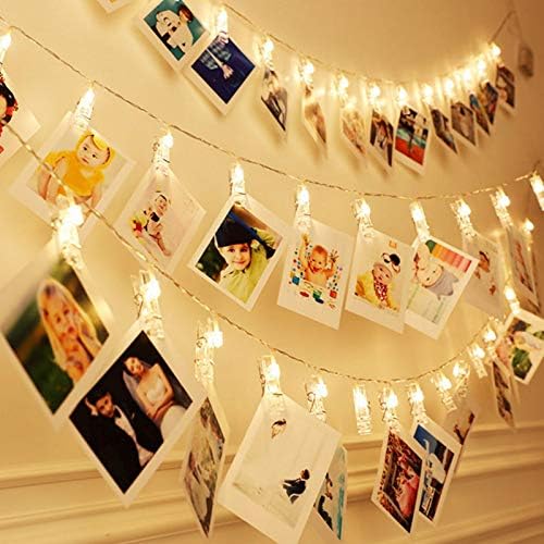 Magnoloran 50 LED Photo Clip String Lights, 16.4ft Warm White, Battery Operated Fairy Lights for Home Decor, Model PC015-CO-FBA