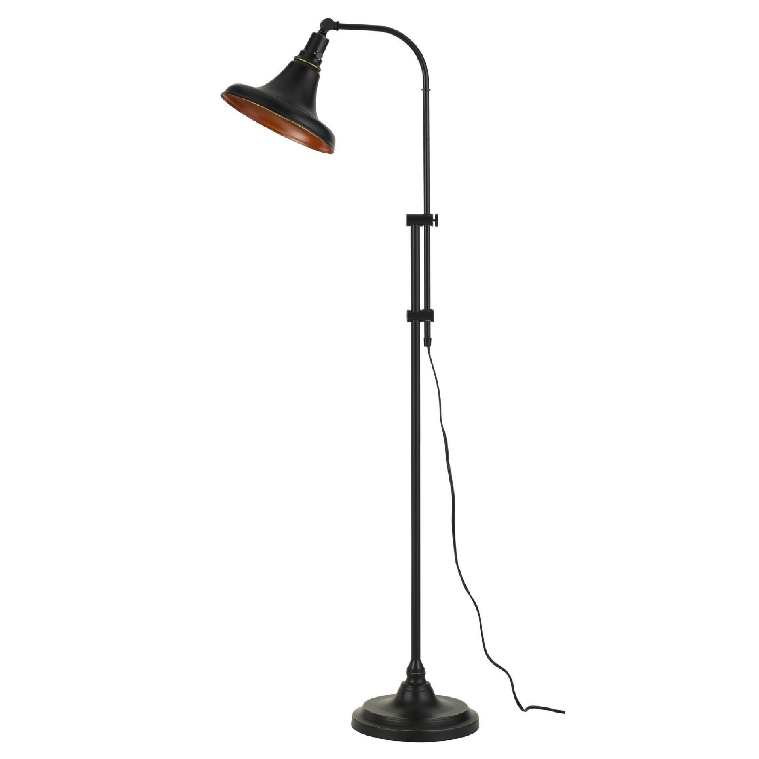 Benzara 47 Inch Adjustable Metal Floor Lamp, Tapered Shade, Black, Model BM271949, Bronze Finish