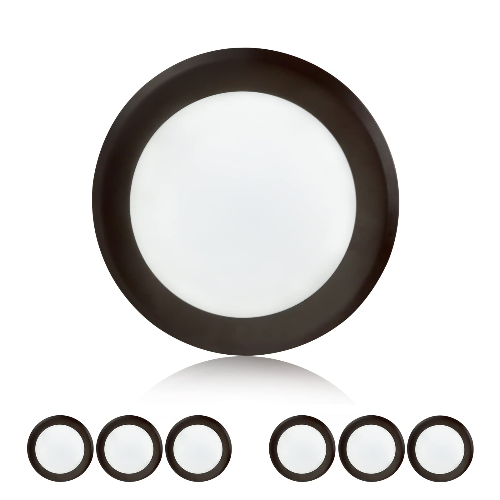 TOPELER 6'' Dimmable Bronze LED Flush Mount Ceiling Light, 15W Low Profile Disc Light, Installs with Junction Box or Recessed Ca