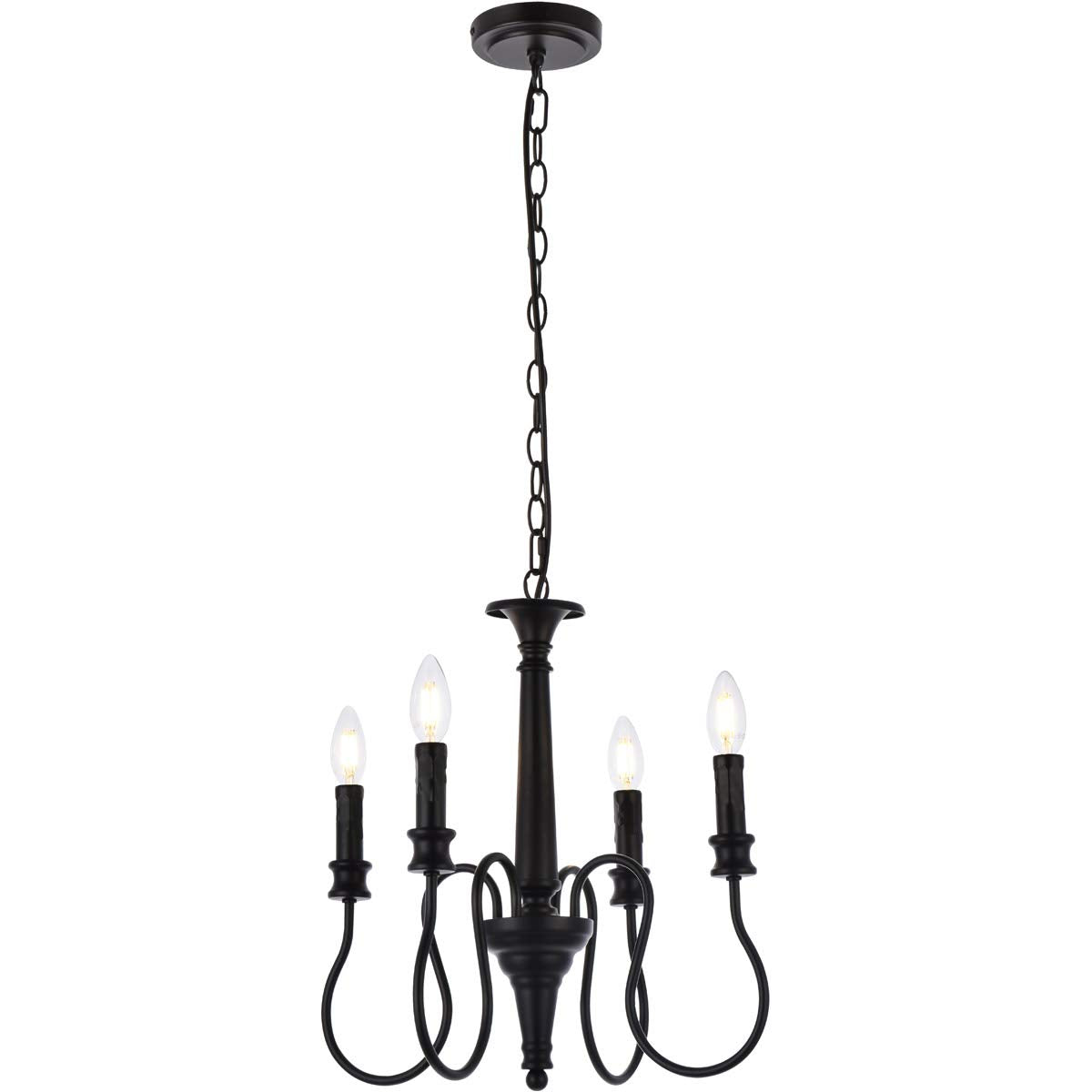 Elegant Lighting Living District Flynx 4-Light Mid-Century Metal Pendant in Black