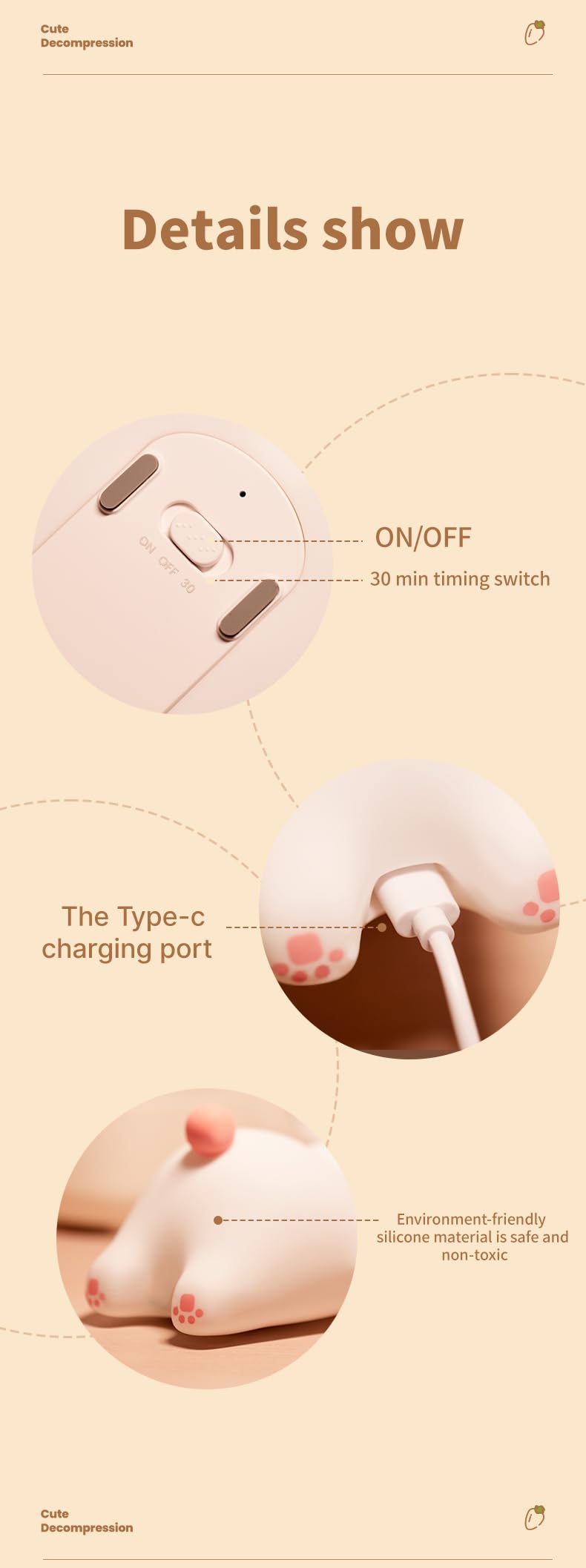 Atsui Rabbit Night Light  Led Squishy Novelty Animal Night Lamp  Food Grade Silicone 3 Level Dimmable Nursery Nightlight For Desk Decor  Funny Gifts Stuff For Boys Girls Baby  White Elephant Gifts