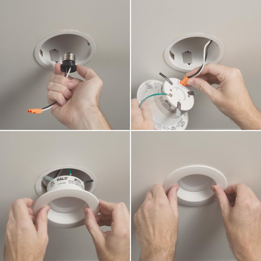 Halo 4 Inch Recessed Led Can Light - Retrofit Ceiling & Shower Downlight - 3000K -Baffle White Trim (6 Pack)