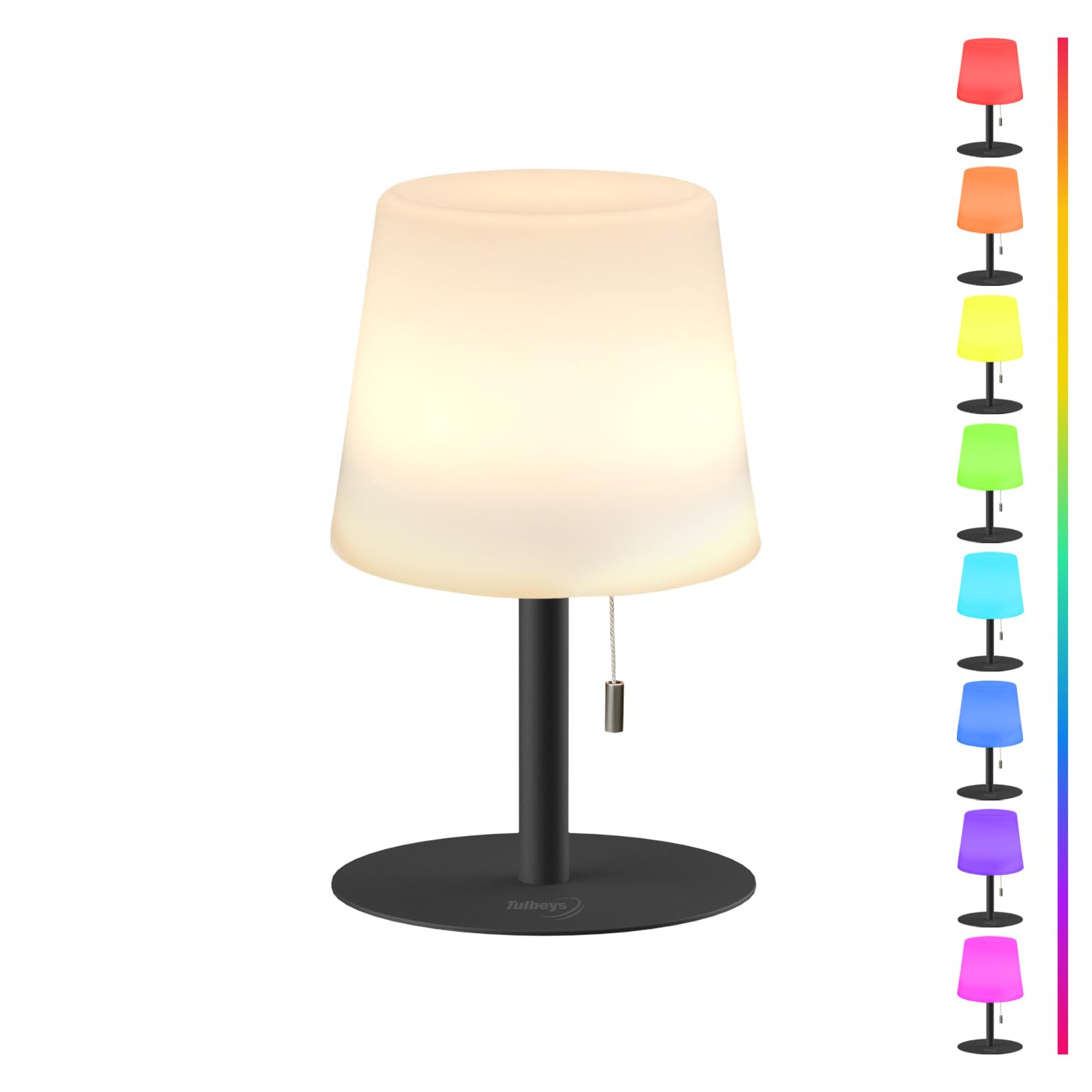 Tulbeys Warm & RGB Cordless Lamp for Outdoor Patio Decor | Battery Powered | Farmhouse Table Lamp | White Desk Lamp for College 