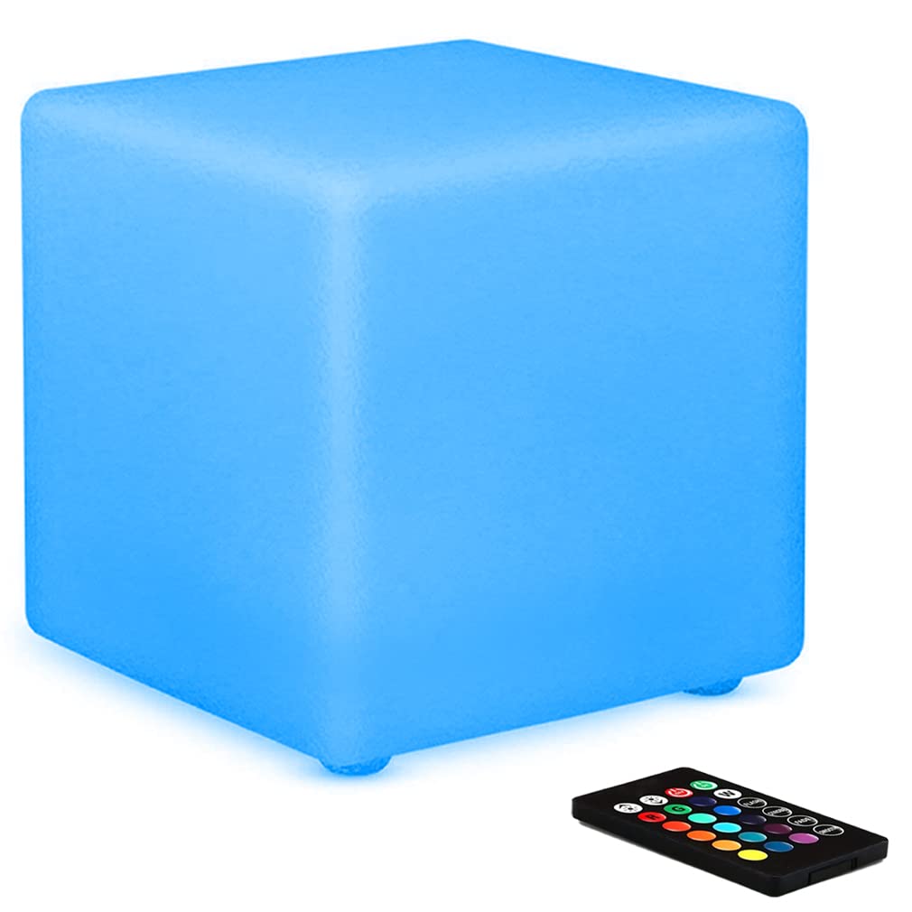 8-in LED Cube Night Light Mood Lamp, Cordless LED Light Cubes for Kid, Rechargeable 16 RGB Colors Changing Light Up Cube Bedside