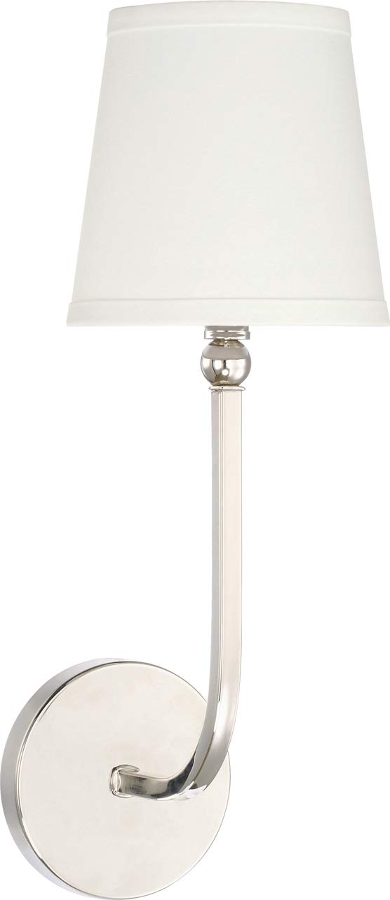 Capital Lighting Dawson Wall Sconce, 1-Light, 60 Watt, 17in H x 6in W, Polished Nickel, Model 619311PN-674, Metal & Cloth