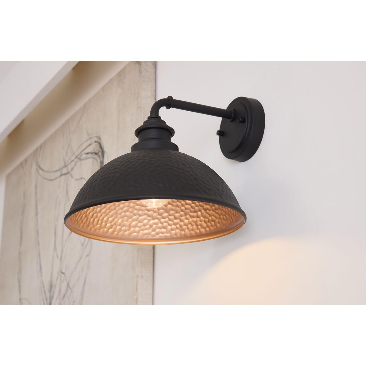 Progress Lighting Englewood 1-Light Outdoor Wall Lantern, Textured Black, Alloy Steel, Model P560098-031, 10.38x12.00x12.00