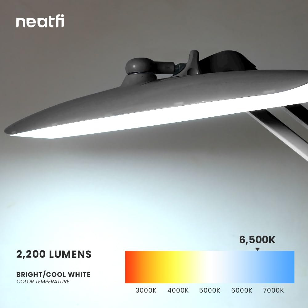 Neatfi LED Task Lamp 2,200 Lumens, Dimmable, 24W, Silver, Model 9501LED, Non-CCT, Ideal for Home & Office