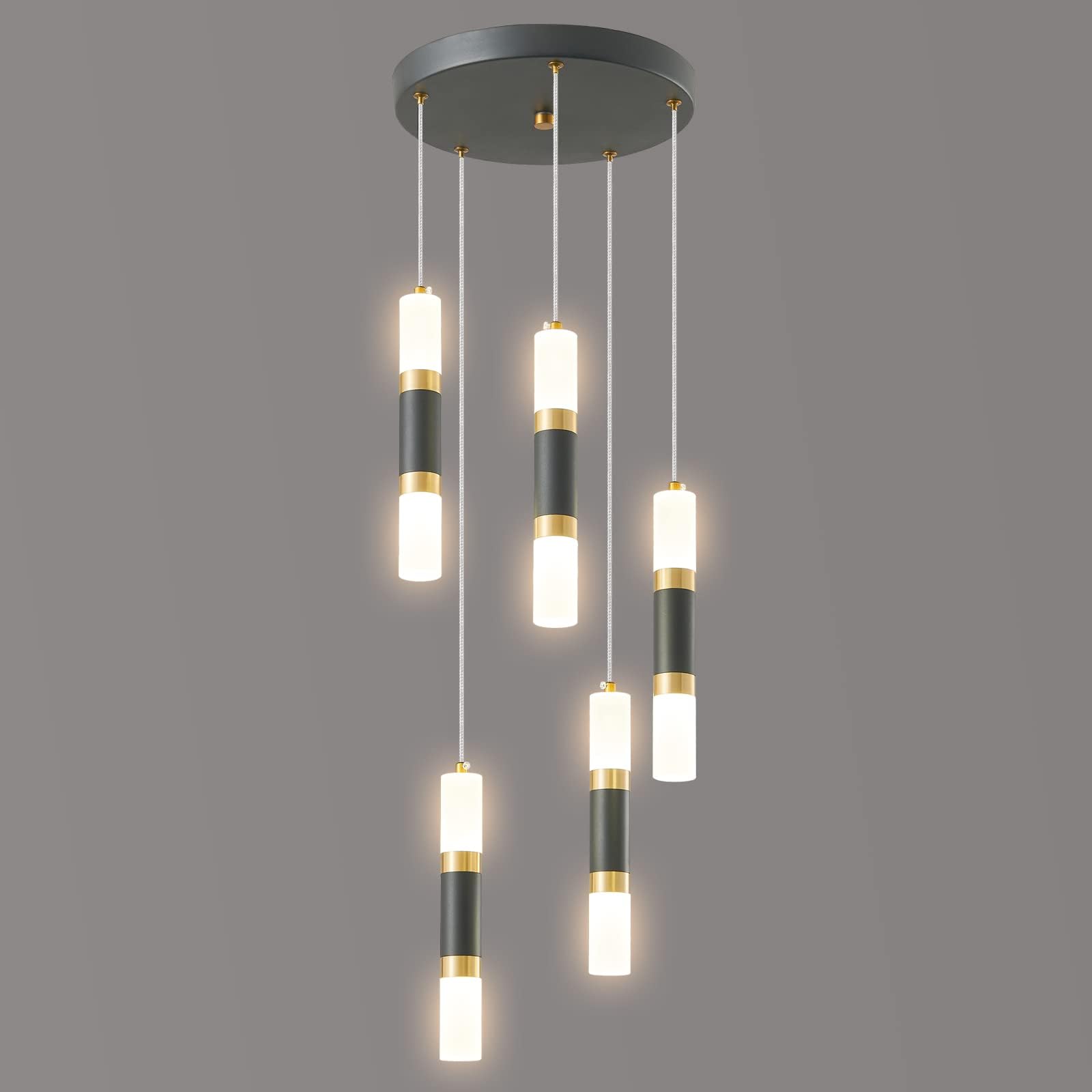 LIANGMH 5-Light Modern Pendant Light Kitchen Island Light Fixture Dimmable LED Black Mini Pendant Lights Dinning Room Kitchen Bl