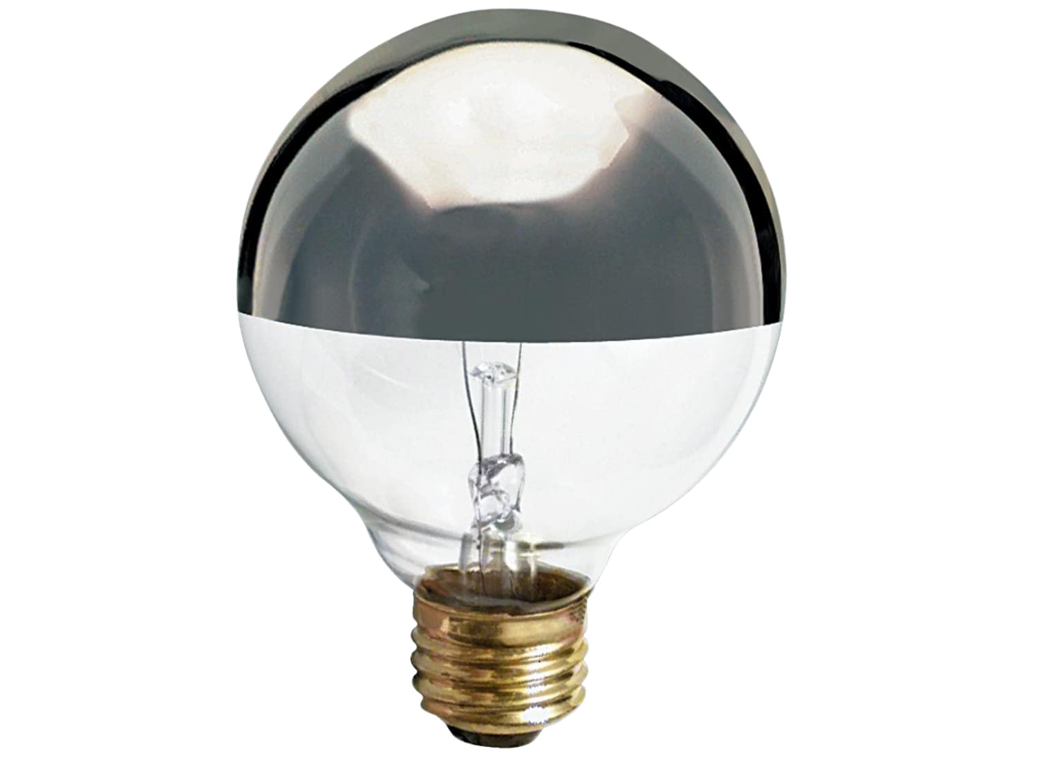 Satco G25 Medium Base Light Bulb, 60-Watt, 120-Volt, Silver Crown, 6 Pack, Glass