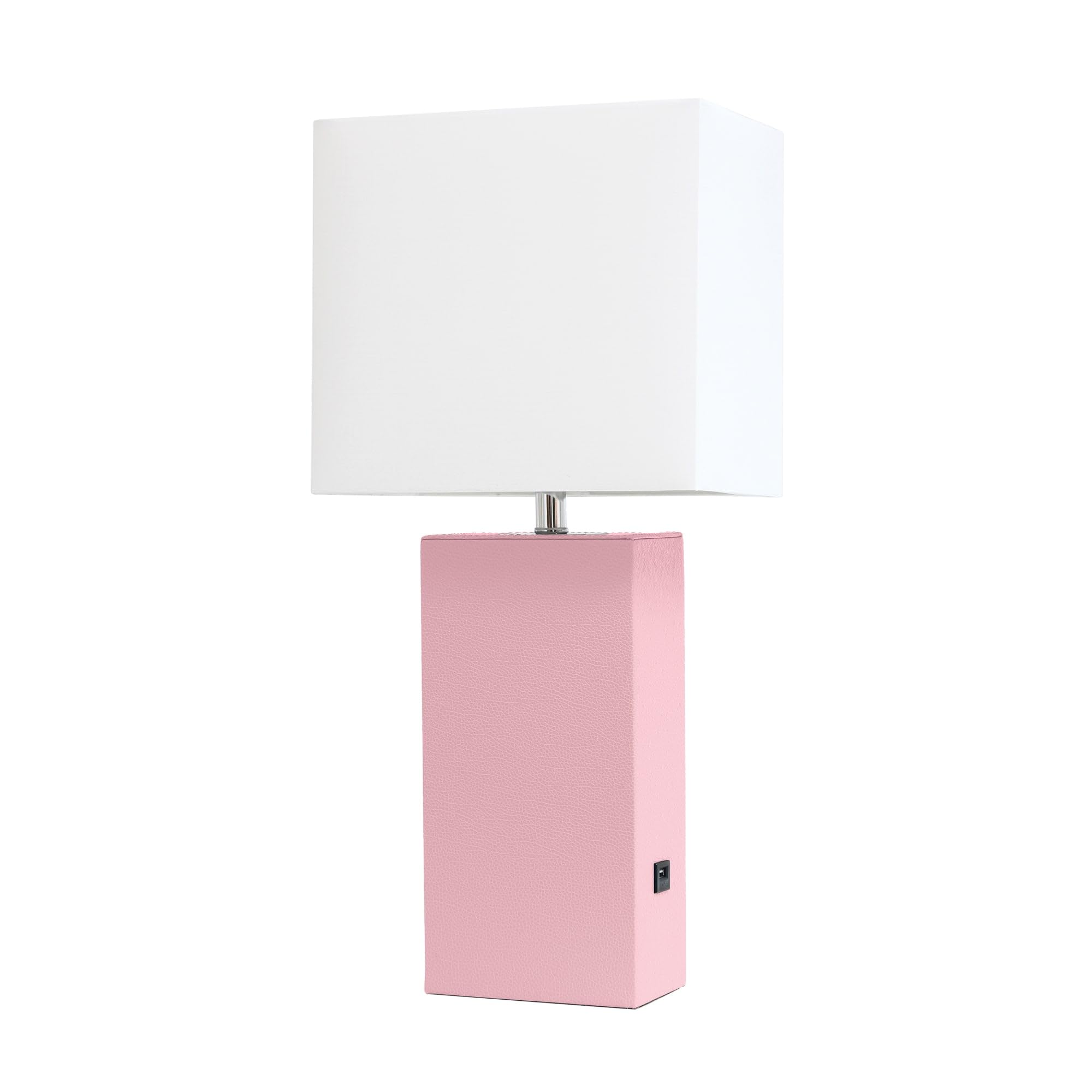 Elegant Designs Table Lamp, Modern Leather and Fabric, 10x6x21 inches, Blush Pink, Model LT1053-BPK, Pack of 1