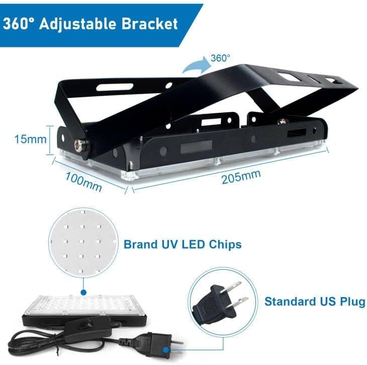 Indmird 50W Black Lights, Blacklight Flood Light With Plug And Switch,For Glow Party, Halloween, Fluorescent Poster, Stage Lighting, Body Paint