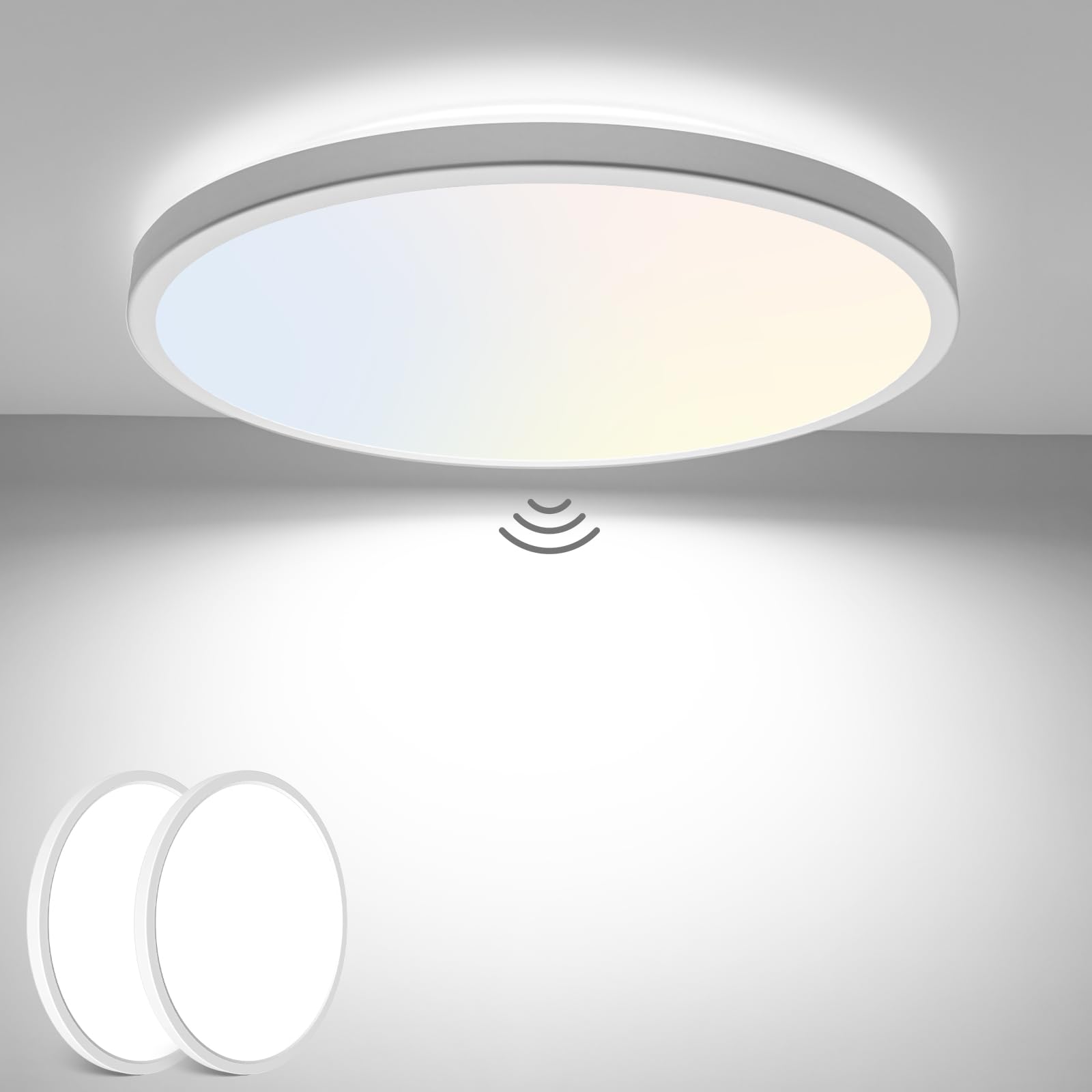 slochi 2 Pack Motion Sensor LED Ceiling Light Wired, 3000K 4000K 5000K Flush Mount Light Indoor, 15W 1500LM 7 Inch Motion Activa