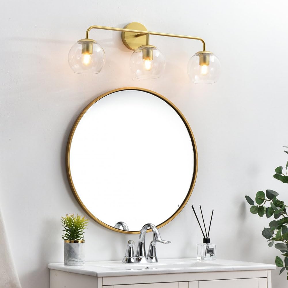 Living District Genesis 3-Light Iron & Glass Bath Sconce in Black/Clear