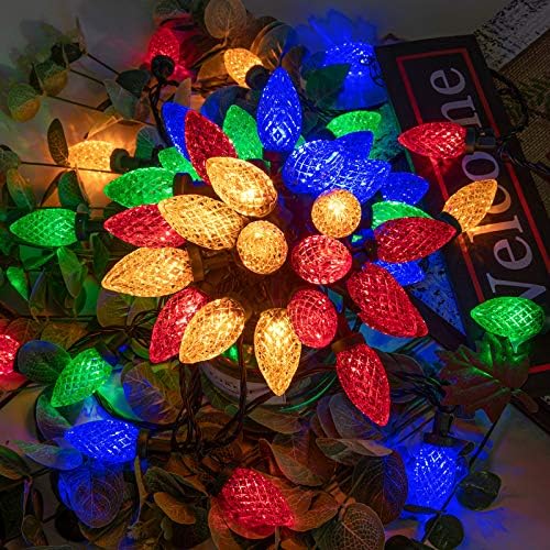 AWQ C9 Christmas String Lights, 200LED, 49FT, Multicolor, Waterproof, 8 Modes, Indoor/Outdoor, Model SC-S-200-A-A-D18