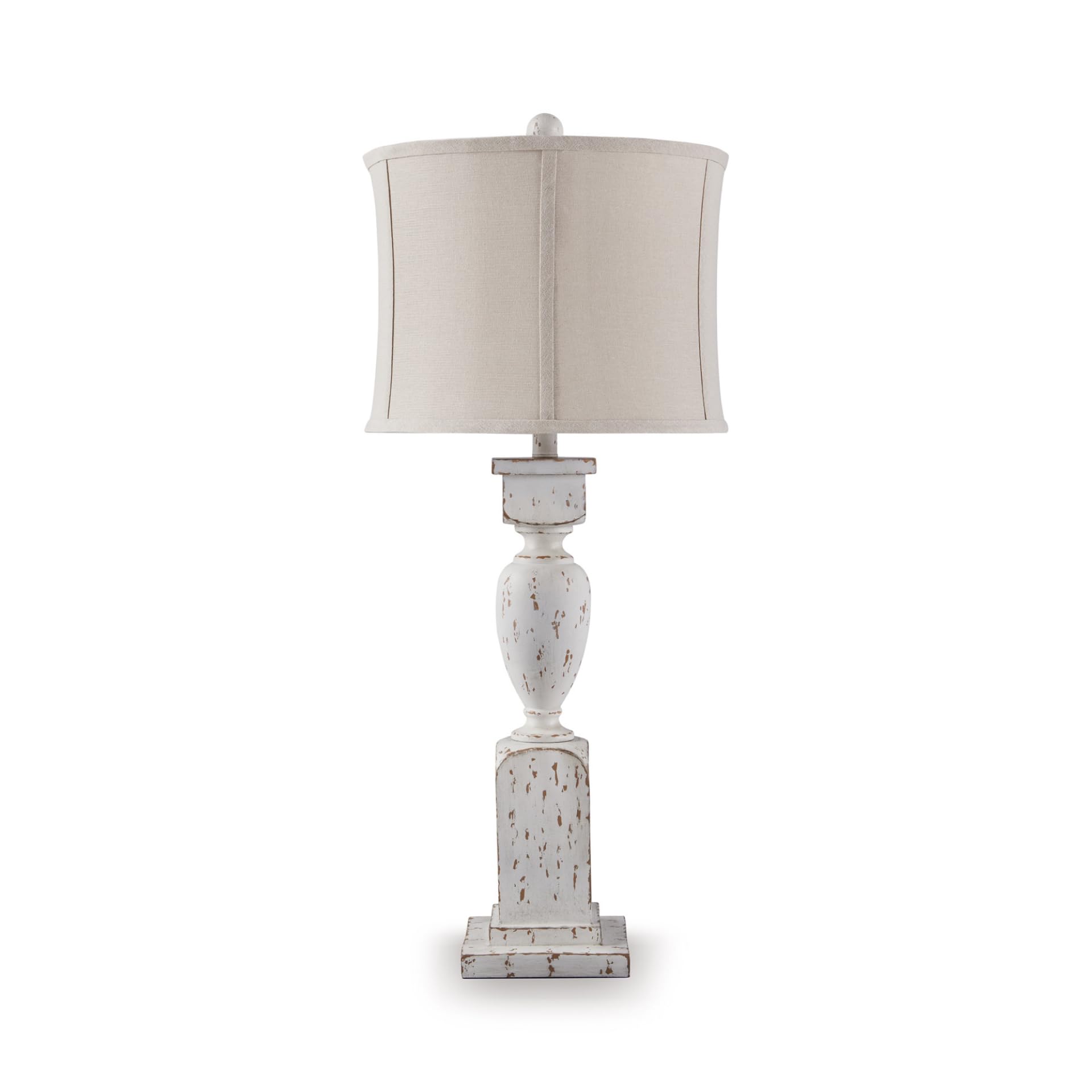 Signature Design by Ashley Madsbrook Vintage Polyresin Table Lamp with 3-Way Switch, White & Light Brown