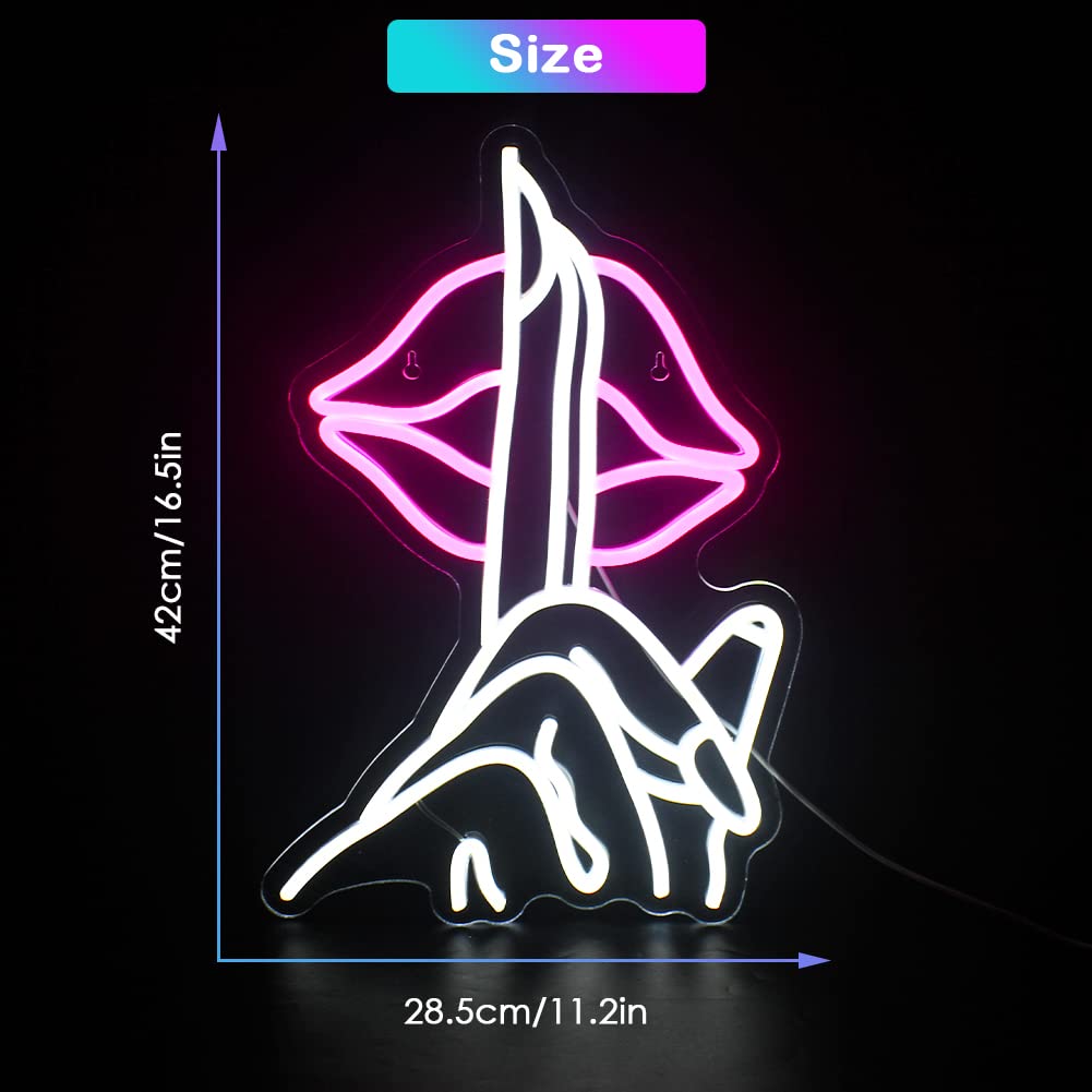 JURONGYILU Neon Lips Sign LED Wall Decor USB Powered Acrylic 16.5inx11.2in Colorful-lip Model