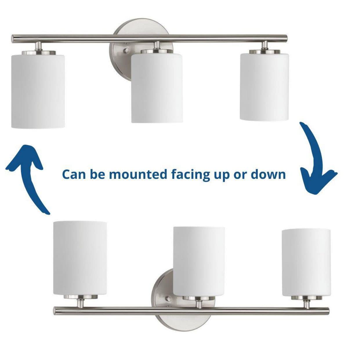 Progress Lighting Replay Collection 3-Light Bath Vanity Light Brushed Nickel Etched White Glass P2159-09