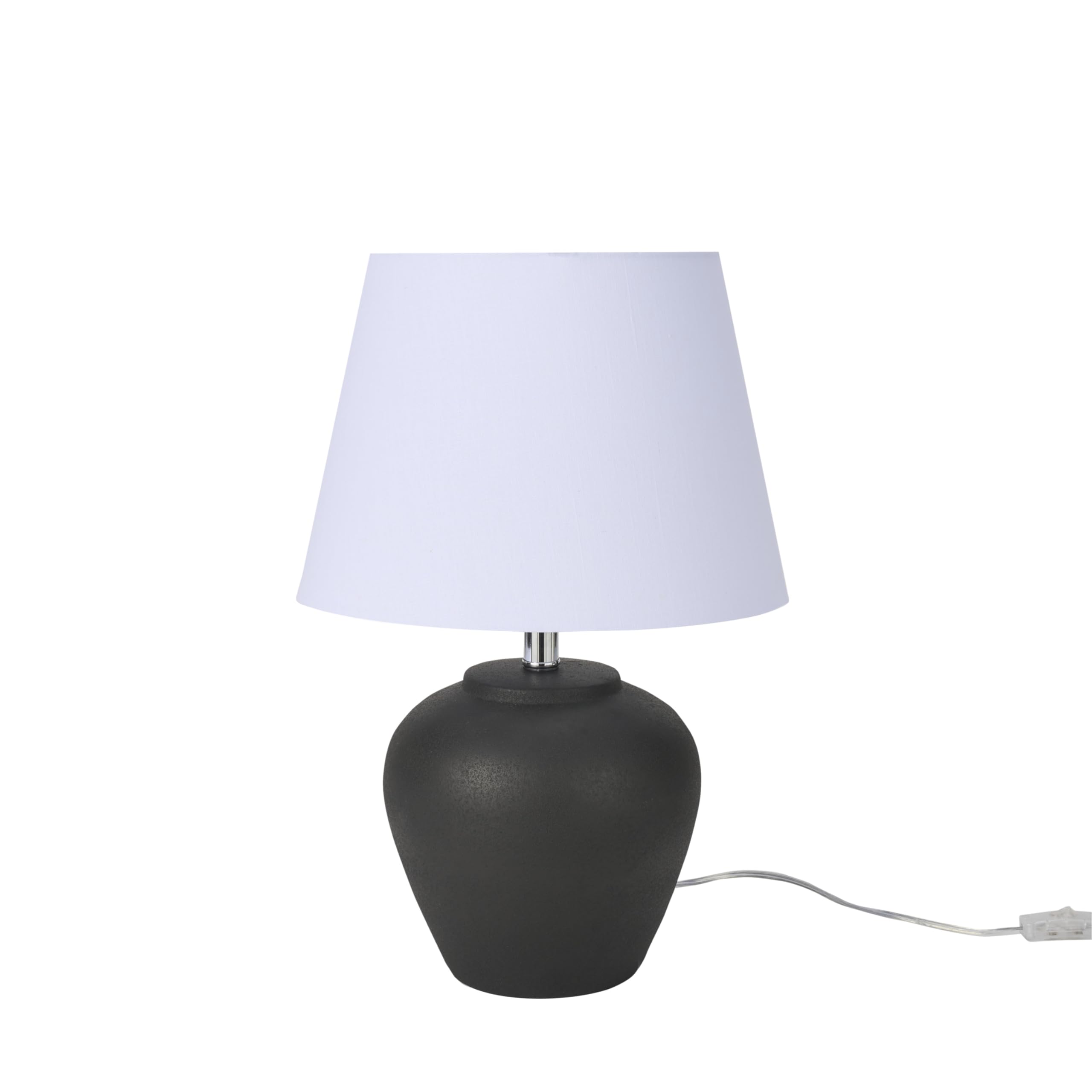 Nourison 20'' Black Ceramic Pot Table Lamp For Bedroom, Living Room, Console, Entryway (Pack Of 1)