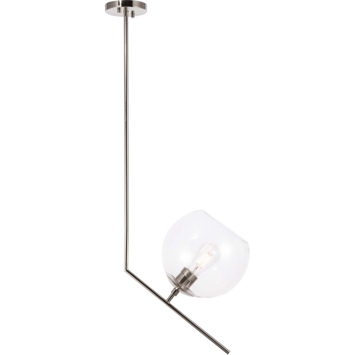 Living District Indoor Modern Home Decorative Bright Ceiling Ryland 1 Light Chrome and Clear Glass Pendant