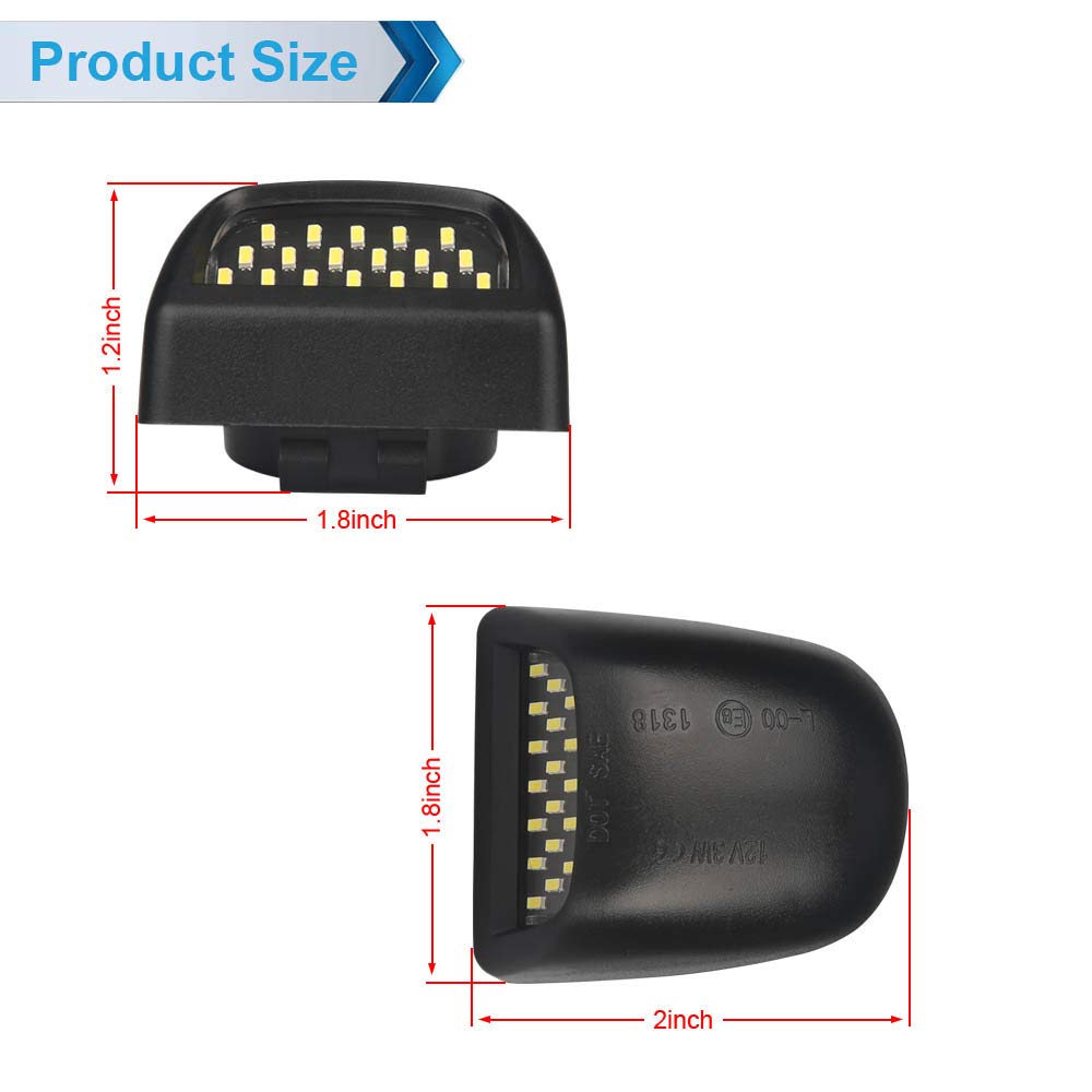 MbuyDIY LED License Plate Light Lamp Assembly, Black Housing, 6000K White, Compatible with 1999-2013 Chevy/GMC, Pack of 2