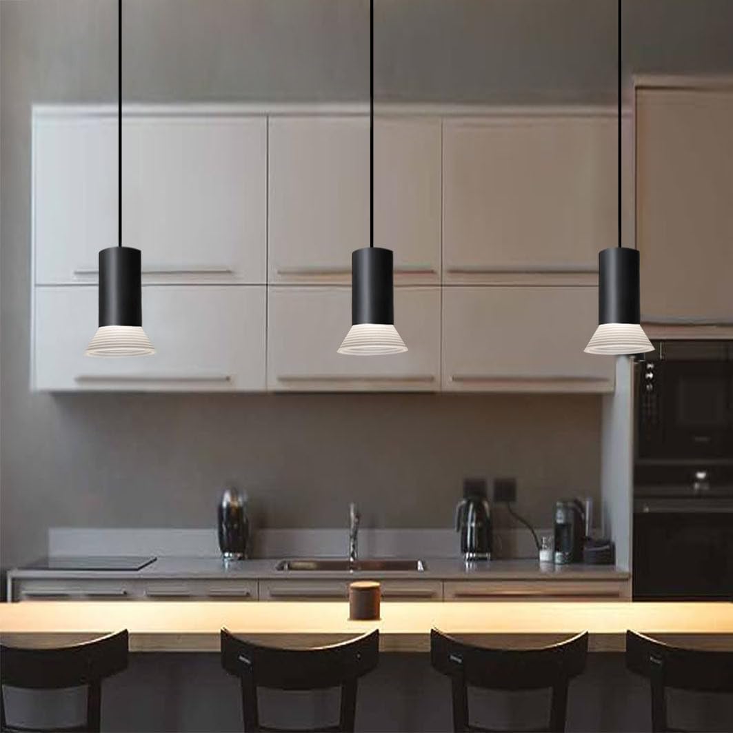 Modern Black Pendant Light,Hanging Bedside Lamp Industrial,Kitchen Island Lighting With Acrylic And Aluminum Lampshade,Single Ha