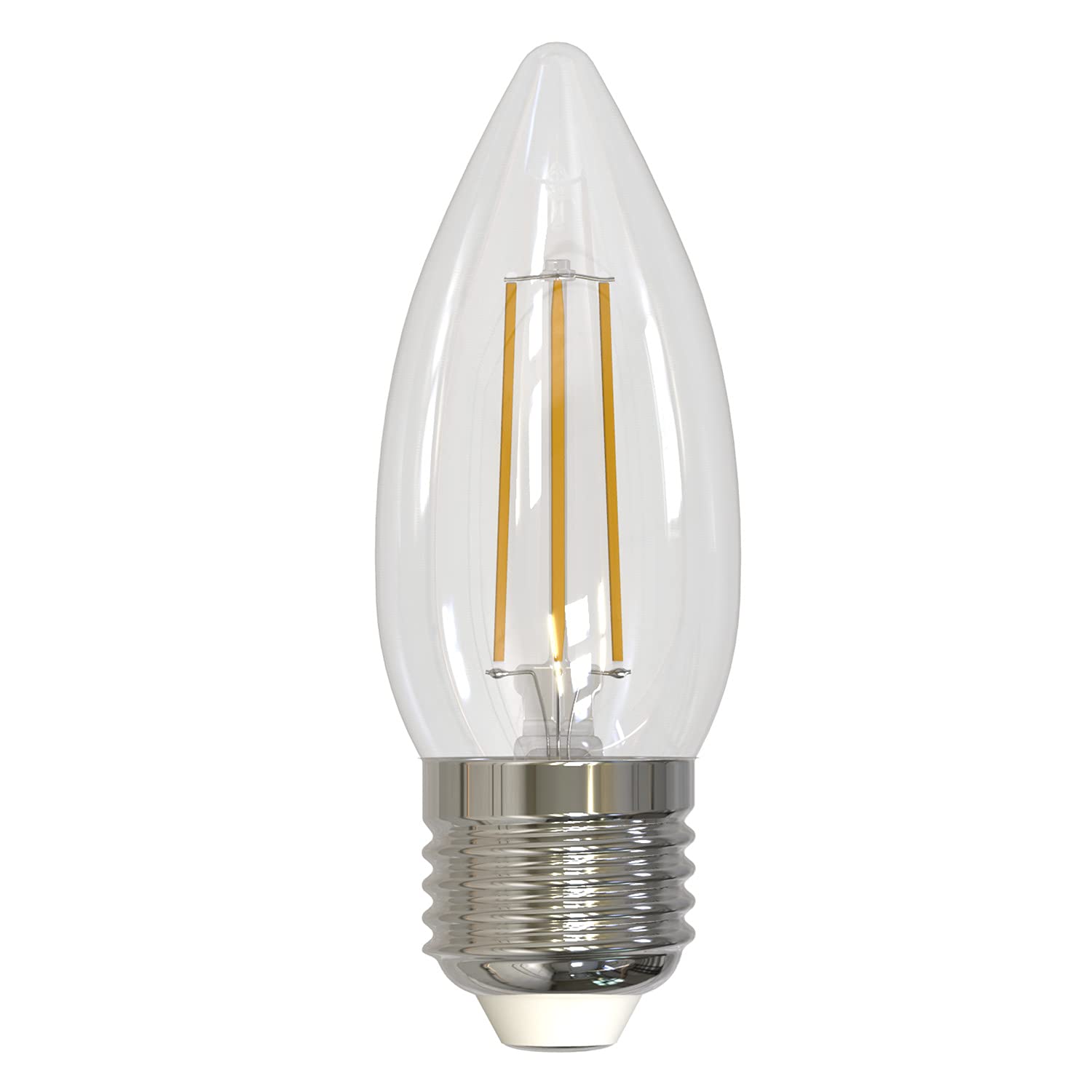 Bulbrite 776862, 2-Pack Led4B11/27K/Fil/E26/3 4.5 Watt Filament Led Light Bulb, B11 Bulb Type, E26 Standard Base, 350 Lumens, 27