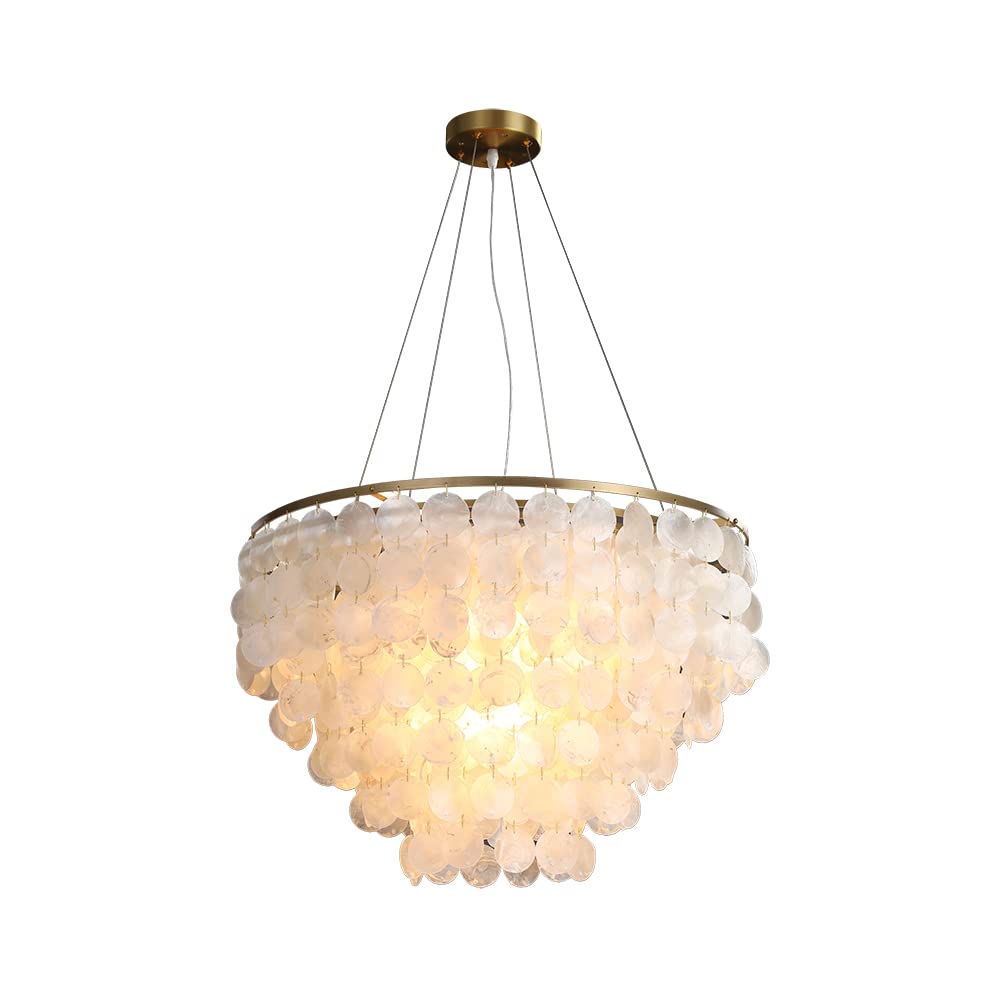 ZEDSUN Capiz Chandelier 5 Lights Shell Ceiling Light 24in Gold Model 900201