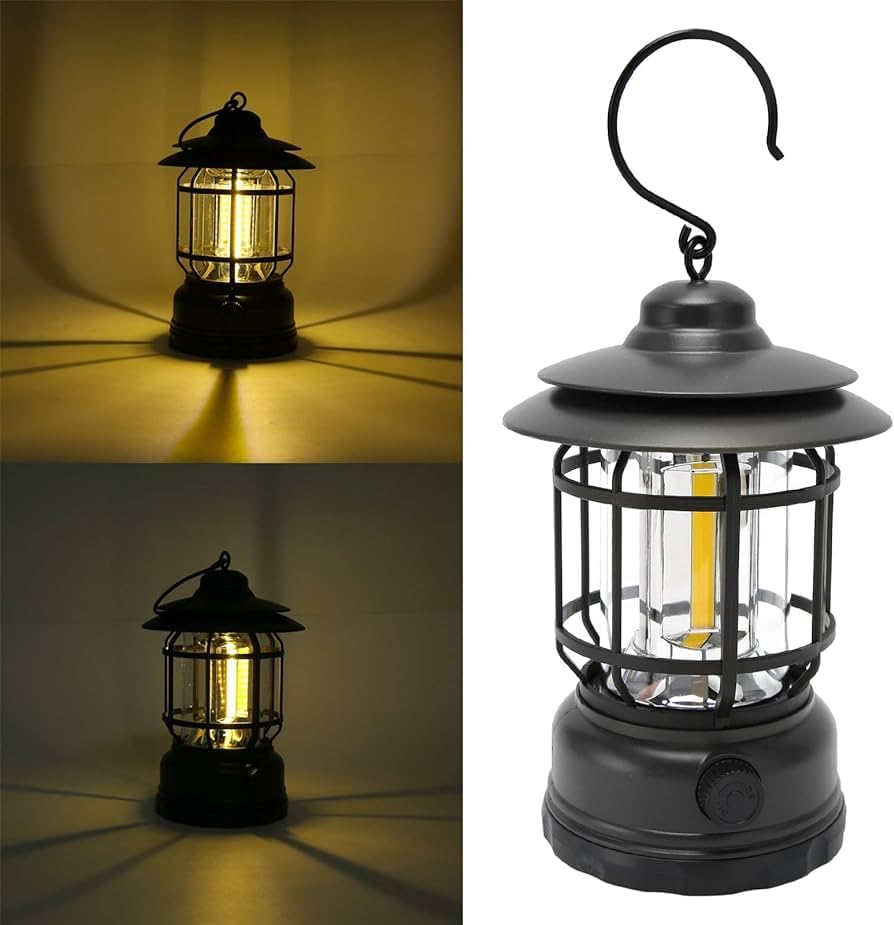 VIAXANA Outdoor Retro Lantern USB Camping Lantern Portable LED Lantern Tent Hiking Lantern LED Hiking Lamp Vintage Wall Light LE
