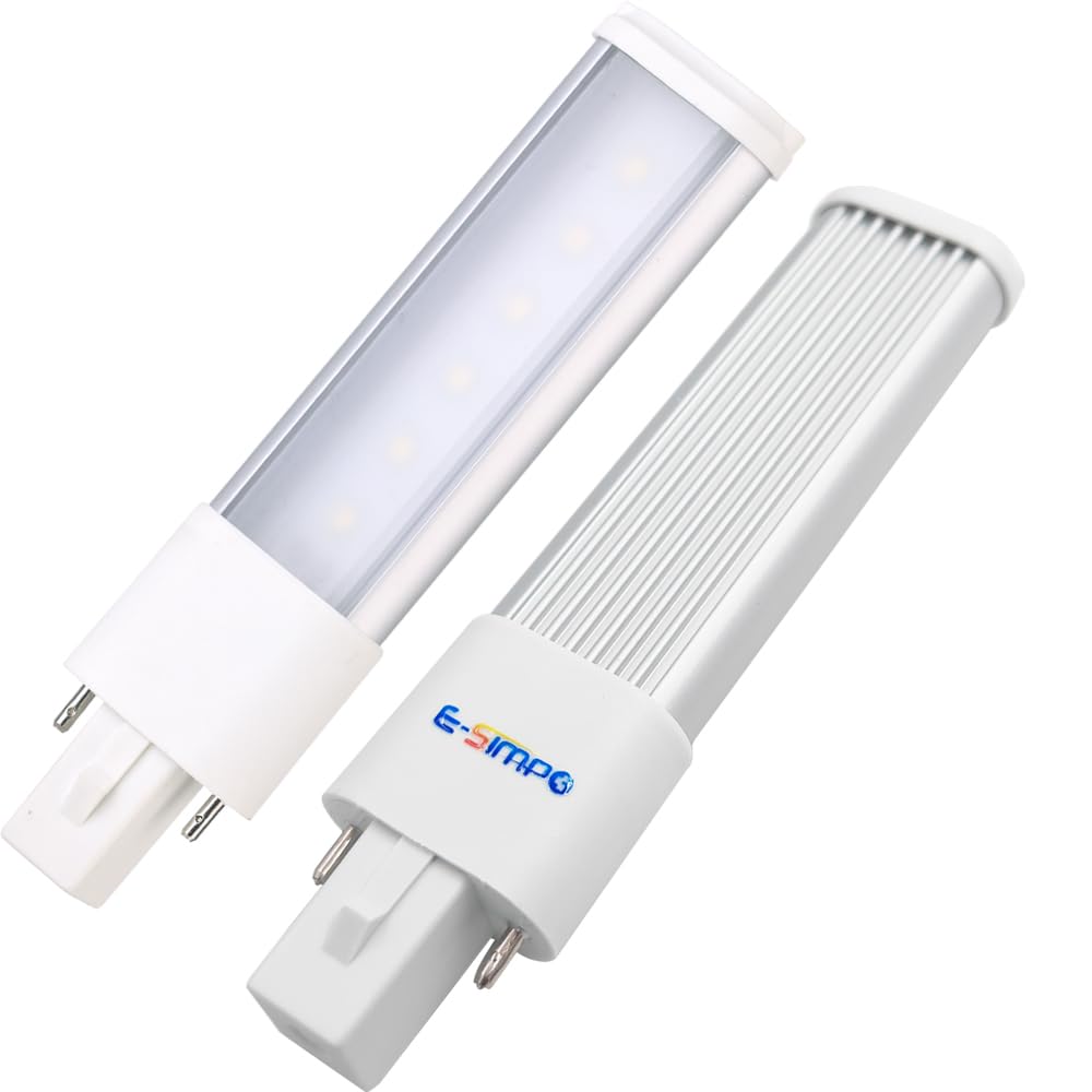 E-Simpo 2pcs L135mm/5.3 2-Pack 4W G23 Bulb 2-Pin Plug-in Horizontal Retrofit Lamp CFL PLS-7W Replacement 110V 220V 180 View Angl