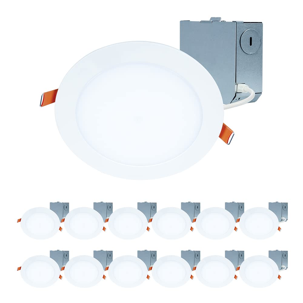 HALO 6 Inch Canless Ultra-Thin Recessed LED Wafer Light, 12 Pack, 3000K Bright White, Wet Rated, UL & FCC Certified