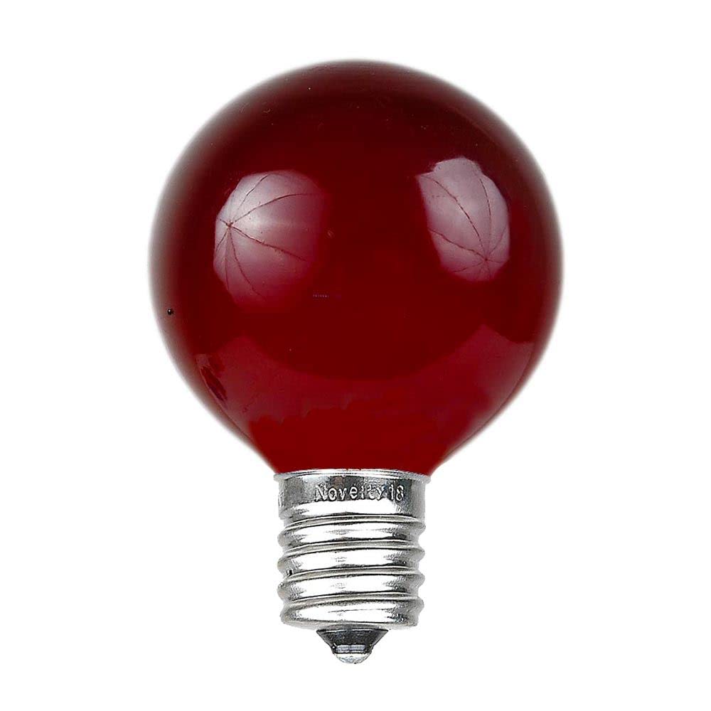 Novelty Lights G50 Globe Replacement Bulbs - E17/C9 Base, 7 Watt, Red, 25 Count, Glass