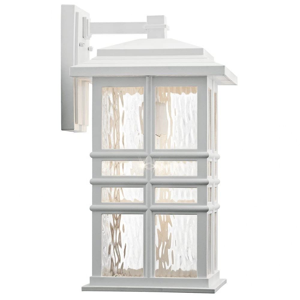 Kichler Beacon Square 17.5'' 1 Light Outdoor Wall Light With Clear Hammered Glass In White