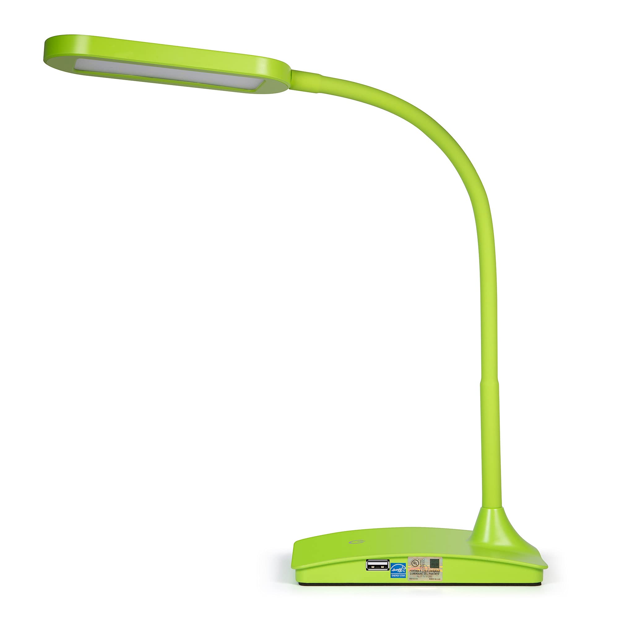 TW Lighting Green Desk Lamp - Super Bright LED with USB Charging Port, Model IVY20-40GR