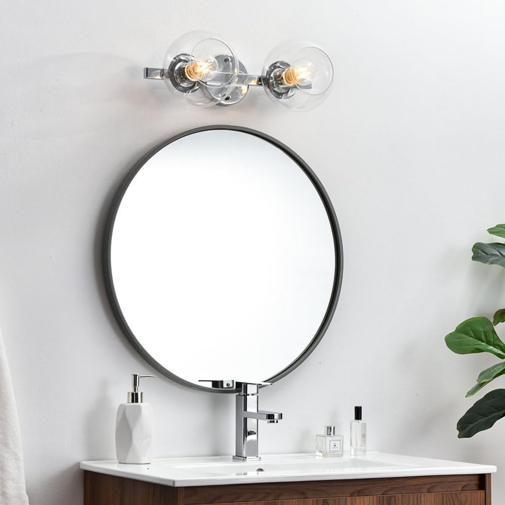 Living District Rogelio 2-Light Iron & Glass Bath Sconce in Chrome/Clear