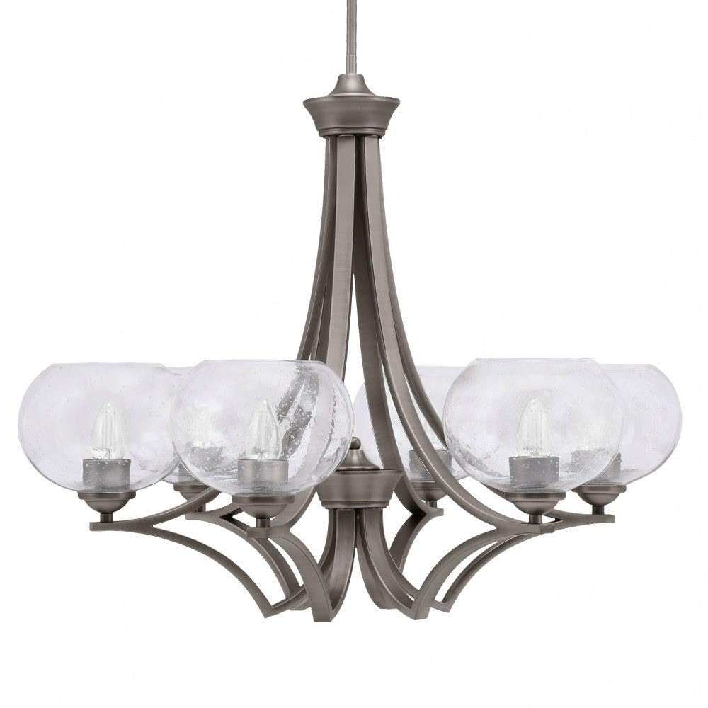 Toltec Lighting 566-GP-202 Zilo - 6 Light Uplight Chandelier-23 Inches Tall and 27.5 Inches Wide, Finish Color: Graphite, Glass Color: Clear Bubble