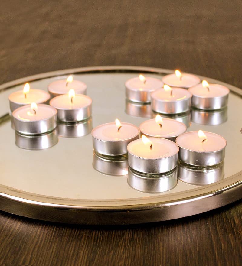 Auradecor Pack of 100 Tealight Candle, Unscented Smokeless Burning Time 2.5 Hour to 3 Hour