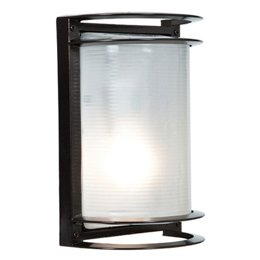Nevis - Outdoor Wall Light - 11H - Bronze Finish - Ribbed Frosted Glass Shade