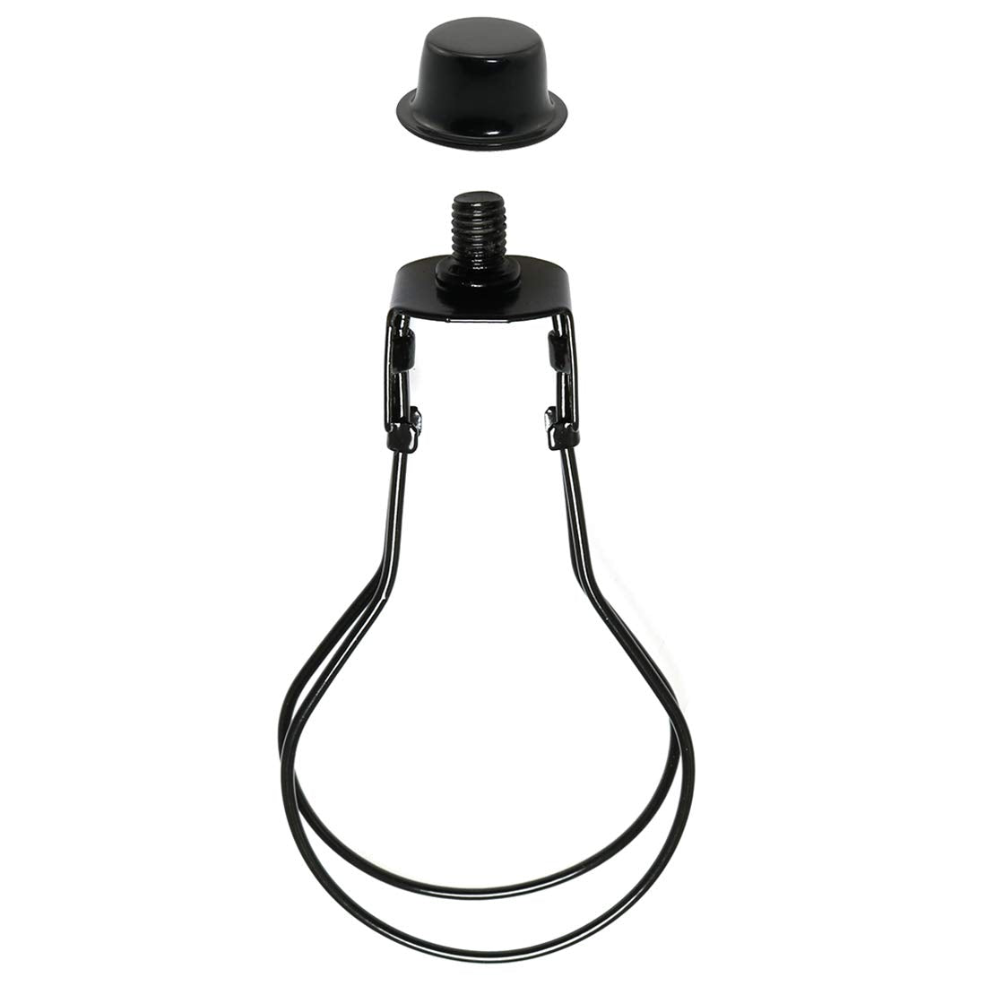 Dzs Elec Black Round Light Bulb Holder With Lamp Shade Attaching Finial Diy Lighting Accessories Clip On Lampshade Adapter For L