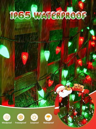 C6 Solar Christmas Lights Outdoor  50 Led 16Ft Christmas Decorations Outdoor Waterproof  Solar String Lights For Outside With 8 Modes  Fairy Twinkle Light For Tree Garden Xmas Decor (Red And Green)