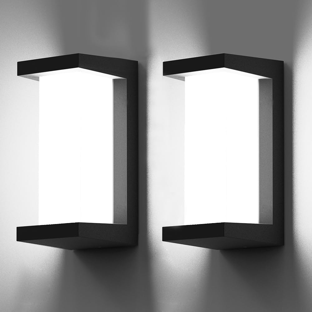 Sytmhoe 24W Led Outdoor Wall Lights, 3-Color-Changeable, Ip65 Waterproof, Matte Black, 